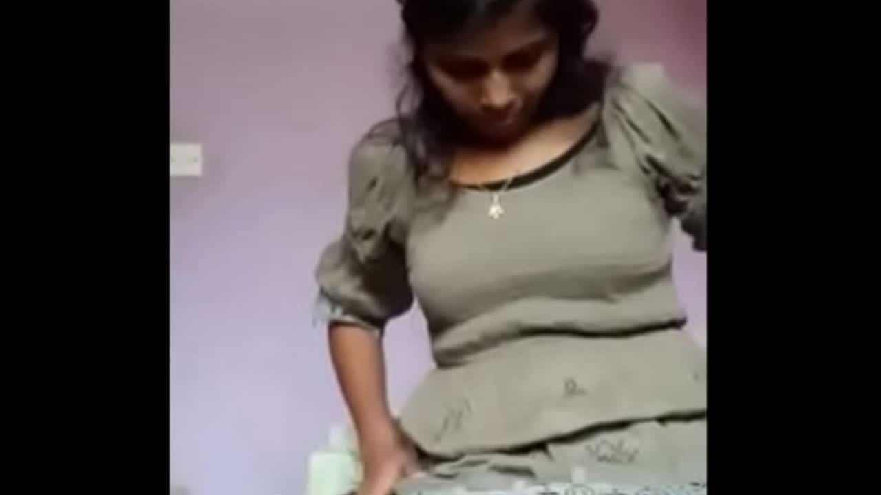 Indian girl who is happy with new big dildo